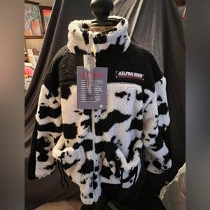 Aelfric Eden Cow Print Sherpa Jacket